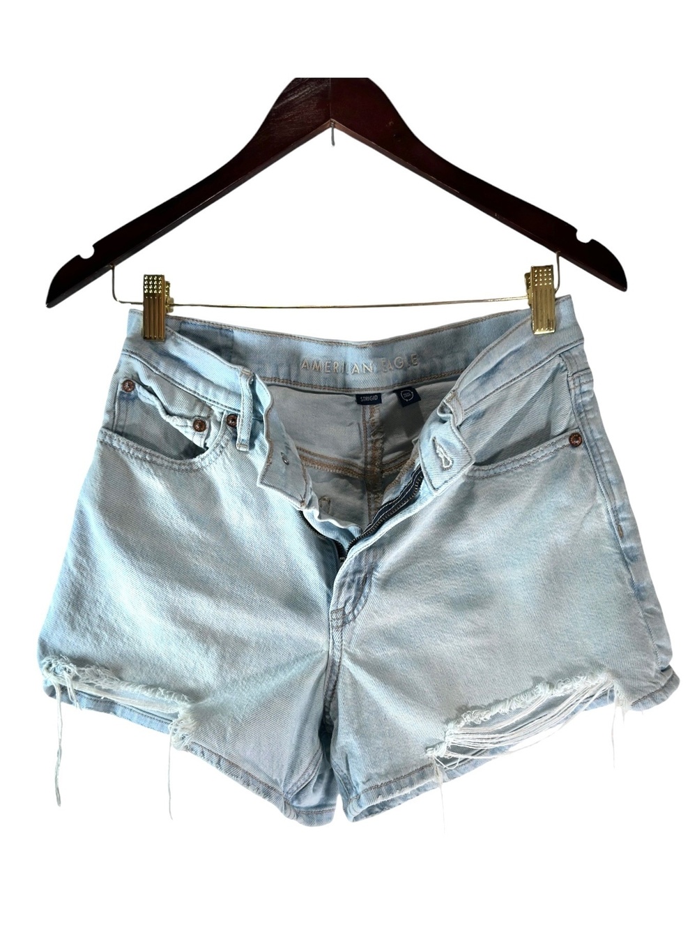 American Eagle Strigid Super High-Waisted Ripped Denim Shorts Women’s Size 6